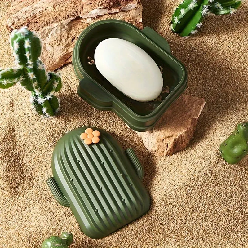 Cactus Soap Dish With Lid, Double Layer Draining Soap Box, Mushy Travel Soap Container, Fashionable Soaps For Bathroom And Kitchen Cactus Soap Dish With Lid, Double Layer Draining Soap Box, Mushy Travel Soap Container, Fashionable Soaps For Bathroom And Kitchen